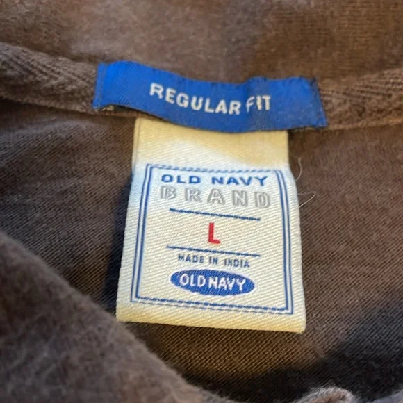 Old Navy 100% cotton polo in brown with stripes. Men's L. Like new condition. - Picture 2 of 7